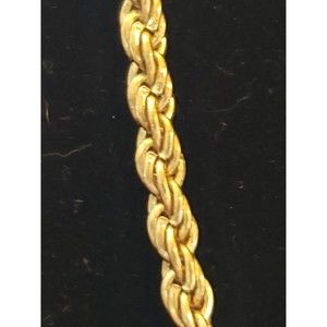 Vintage Unsigned Gold Tone Twisted Rope Chain Necklace, Classic Unisex Necklace